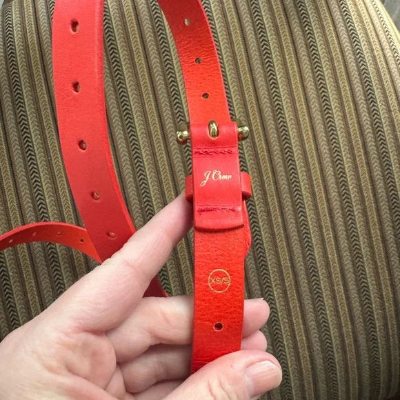 J crew women’s Red Belt with Gold Buckle XS/S - Picture 2 of 2